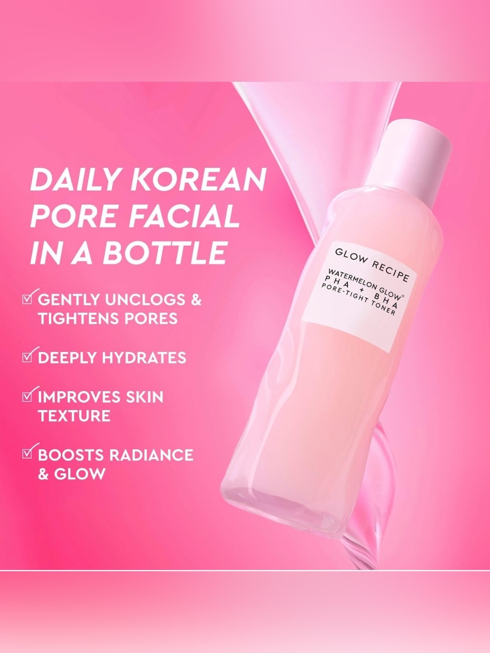 GLOW RECIPE WATERMELON GLOW BHA + PHA PORE-TIGHT TONER - BRAND NEW in the box!